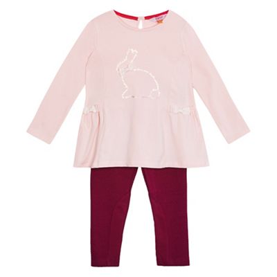 Baker by Ted Baker Girls' light pink bunny print top and quilted leggings set